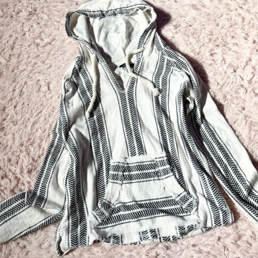 Earthy Indie Hippie Stoner Geometric Tribal Hoodie Womens L Festival Rave Boho